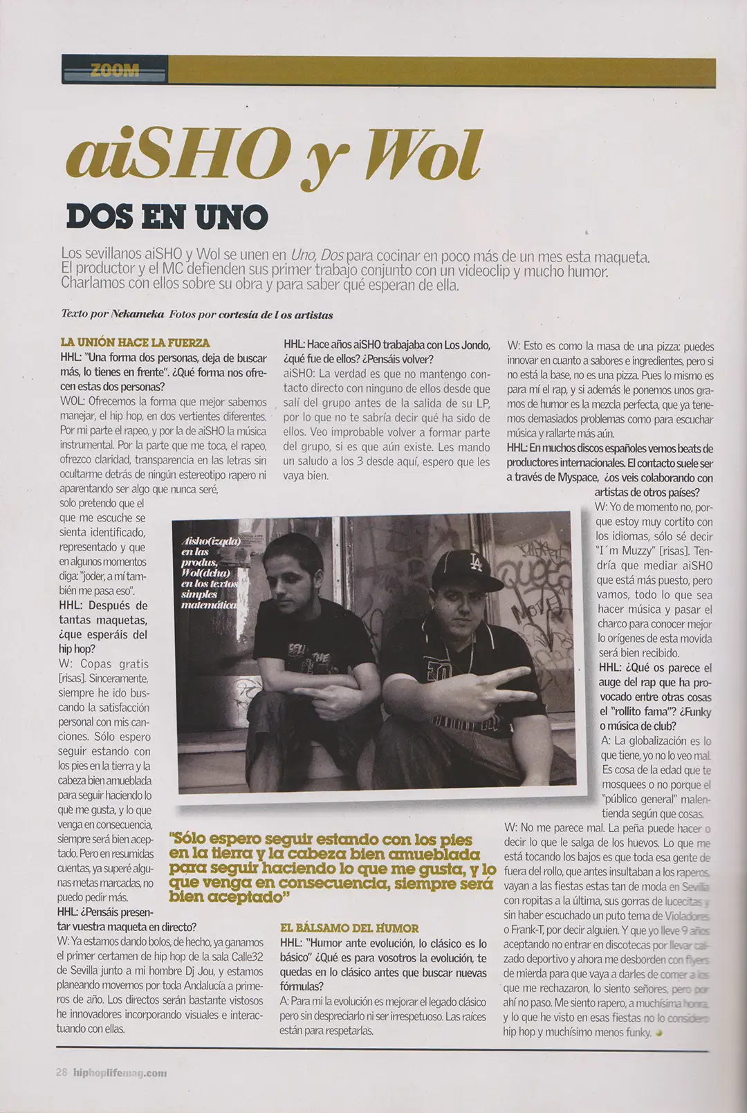 Entrevista a aiSHO y Wol Por Uno Dos en HipHopLife Número 11 (Julio 2010)
